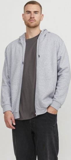 Jack & Jones BRADLEY Zip Hoodie Light Grey Melange - φούτερ/Φούτερ με κουκούλα - φούτερ/Φούτερ με κουκούλα ανδρικά μεγάλα μεγέθη 