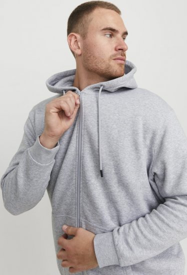 Jack & Jones BRADLEY Zip Hoodie Light Grey Melange - φούτερ/Φούτερ με κουκούλα - φούτερ/Φούτερ με κουκούλα ανδρικά μεγάλα μεγέθη 