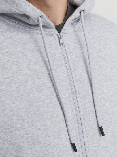 Jack & Jones BRADLEY Zip Hoodie Light Grey Melange - φούτερ/Φούτερ με κουκούλα - φούτερ/Φούτερ με κουκούλα ανδρικά μεγάλα μεγέθη 