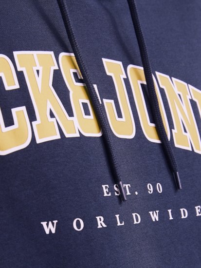 Jack & Jones CALEB Hoodie Navy Blazer - φούτερ/Φούτερ με κουκούλα - φούτερ/Φούτερ με κουκούλα ανδρικά μεγάλα μεγέθη 