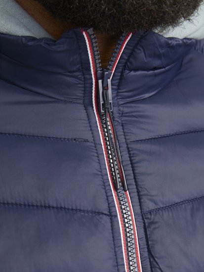 Jack & Jones SPRINT True Red Stitches Quilted Collar Jacket Navy Blazer - Μπουφάν - Aνδρικά μπουφαν μεγάλα μεγέθη