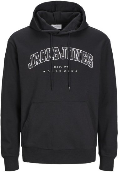Jack & Jones CALEB Hoodie Black - φούτερ/Φούτερ με κουκούλα - φούτερ/Φούτερ με κουκούλα ανδρικά μεγάλα μεγέθη 