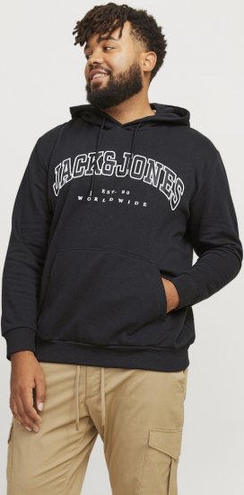 Jack & Jones CALEB Hoodie Black - φούτερ/Φούτερ με κουκούλα - φούτερ/Φούτερ με κουκούλα ανδρικά μεγάλα μεγέθη 