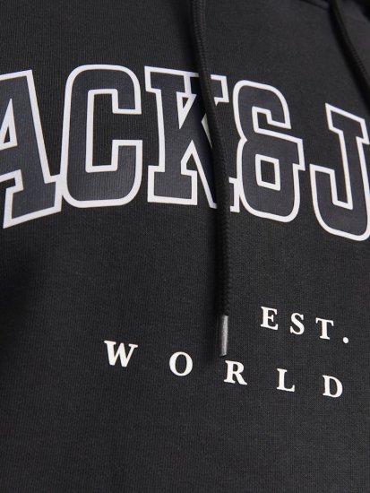 Jack & Jones CALEB Hoodie Black - φούτερ/Φούτερ με κουκούλα - φούτερ/Φούτερ με κουκούλα ανδρικά μεγάλα μεγέθη 