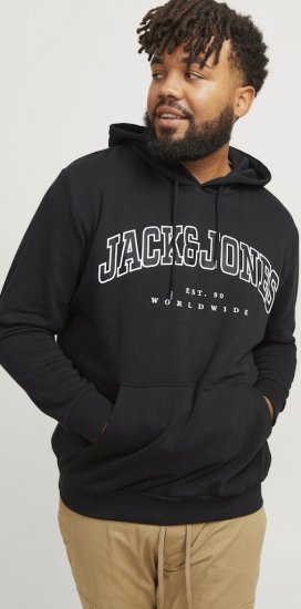 Jack & Jones CALEB Hoodie Black - φούτερ/Φούτερ με κουκούλα - φούτερ/Φούτερ με κουκούλα ανδρικά μεγάλα μεγέθη 