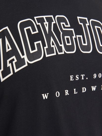 Jack & Jones CALEB VARSITY O-Neck T-Shirt Black - Μακό μπλουζάκια - Aνδρικά μπλουζεσ μεγάλα μεγέθη