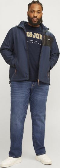 Jack & Jones CALEB VARSITY O-Neck T-Shirt Navy Blazer - Μακό μπλουζάκια - Aνδρικά μπλουζεσ μεγάλα μεγέθη