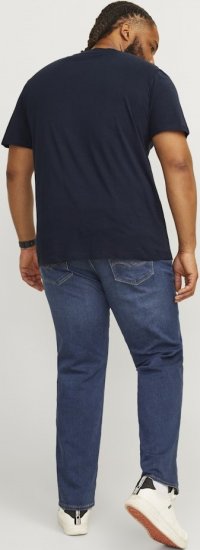 Jack & Jones CALEB VARSITY O-Neck T-Shirt Navy Blazer - Μακό μπλουζάκια - Aνδρικά μπλουζεσ μεγάλα μεγέθη