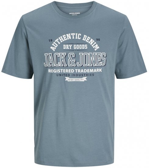 Jack & Jones JJELOGO O-Neck T-Shirt Goblin Blue - Μακό μπλουζάκια - Aνδρικά μπλουζεσ μεγάλα μεγέθη