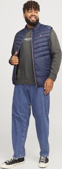 Jack & Jones SPRINT True Red Stitches BODYWARMER Navy Blazer - Μπουφάν - Aνδρικά μπουφαν μεγάλα μεγέθη