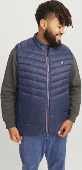 Jack & Jones SPRINT True Red Stitches BODYWARMER Navy Blazer - Μπουφάν - Aνδρικά μπουφαν μεγάλα μεγέθη