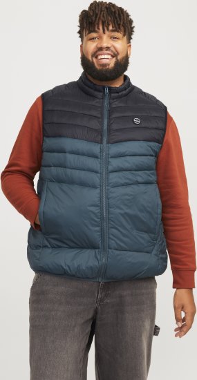 Jack & Jones SPRINT Black Blocking BODYWARMER With Collar Dark Turquoise - Μπουφάν - Aνδρικά μπουφαν μεγάλα μεγέθη