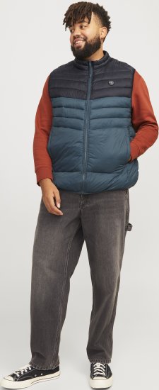 Jack & Jones SPRINT Black Blocking BODYWARMER With Collar Dark Turquoise - Μπουφάν - Aνδρικά μπουφαν μεγάλα μεγέθη