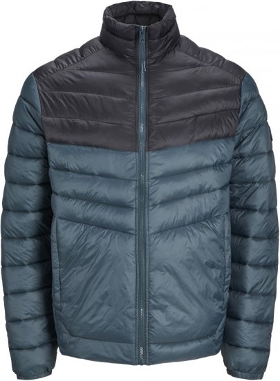 Jack & Jones SPRINT Black Blocking Quilted Collar Jacket Teal - Μπουφάν - Aνδρικά μπουφαν μεγάλα μεγέθη