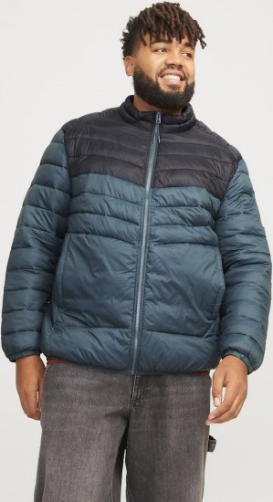 Jack & Jones SPRINT Black Blocking Quilted Collar Jacket Teal - Μπουφάν - Aνδρικά μπουφαν μεγάλα μεγέθη