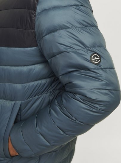 Jack & Jones SPRINT Black Blocking Quilted Collar Jacket Teal - Μπουφάν - Aνδρικά μπουφαν μεγάλα μεγέθη