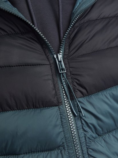 Jack & Jones SPRINT Black Blocking Quilted Hooded Jacket Turquoise Blue - Μπουφάν - Aνδρικά μπουφαν μεγάλα μεγέθη
