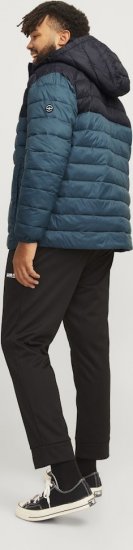 Jack & Jones SPRINT Black Blocking Quilted Hooded Jacket Turquoise Blue - Μπουφάν - Aνδρικά μπουφαν μεγάλα μεγέθη