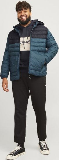 Jack & Jones SPRINT Black Blocking Quilted Hooded Jacket Turquoise Blue - Μπουφάν - Aνδρικά μπουφαν μεγάλα μεγέθη