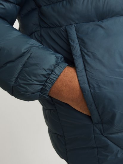 Jack & Jones SPRINT Black Blocking Quilted Hooded Jacket Turquoise Blue - Μπουφάν - Aνδρικά μπουφαν μεγάλα μεγέθη