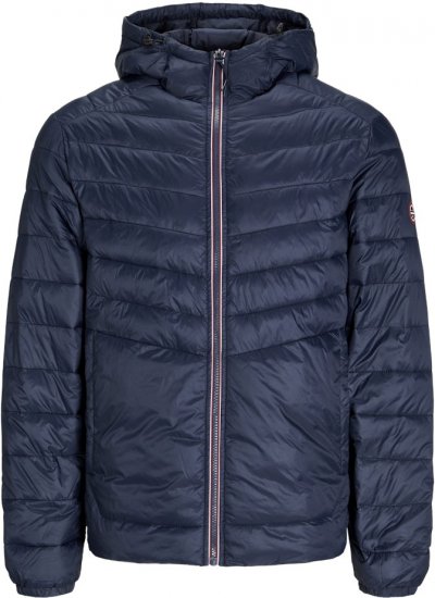 Jack & Jones SPRINT Red Stitches Quilted Hooded Jacket Navy Blazer - Μπουφάν - Aνδρικά μπουφαν μεγάλα μεγέθη
