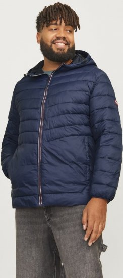 Jack & Jones SPRINT Red Stitches Quilted Hooded Jacket Navy Blazer - Μπουφάν - Aνδρικά μπουφαν μεγάλα μεγέθη