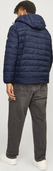 Jack & Jones SPRINT Red Stitches Quilted Hooded Jacket Navy Blazer - Μπουφάν - Aνδρικά μπουφαν μεγάλα μεγέθη