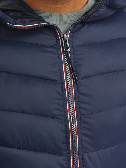Jack & Jones SPRINT Red Stitches Quilted Hooded Jacket Navy Blazer - Μπουφάν - Aνδρικά μπουφαν μεγάλα μεγέθη