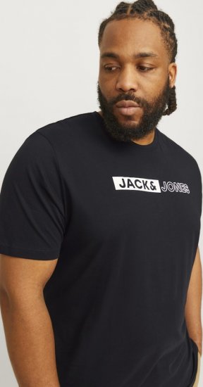 Jack & Jones CORP Logo Play 5 T-Shirt Black - Μακό μπλουζάκια - Aνδρικά μπλουζεσ μεγάλα μεγέθη