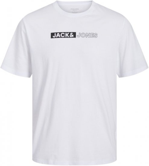 Jack & Jones CORP Logo Play 5 T-Shirt White - Μακό μπλουζάκια - Aνδρικά μπλουζεσ μεγάλα μεγέθη