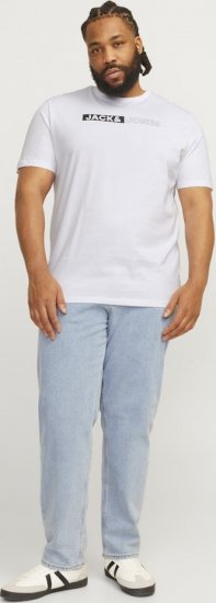 Jack & Jones CORP Logo Play 5 T-Shirt White - Μακό μπλουζάκια - Aνδρικά μπλουζεσ μεγάλα μεγέθη