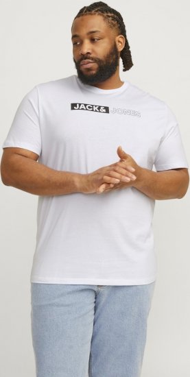 Jack & Jones CORP Logo Play 5 T-Shirt White - Μακό μπλουζάκια - Aνδρικά μπλουζεσ μεγάλα μεγέθη