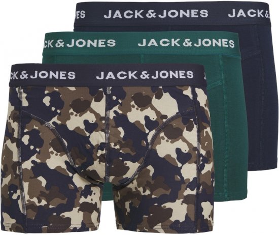 Jack & Jones JACCAMOFLAGE Trunks 3-Pack Navy Blazer - Εσώρουχα/Μαγιό - Aνδρικά Εσώρουχα μεγάλα μεγέθη