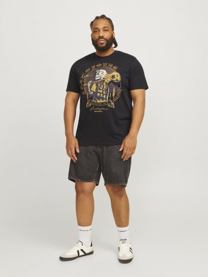 Jack & Jones JJSKULL ROCK T-Shirt Black - Μακό μπλουζάκια - Aνδρικά μπλουζεσ μεγάλα μεγέθη