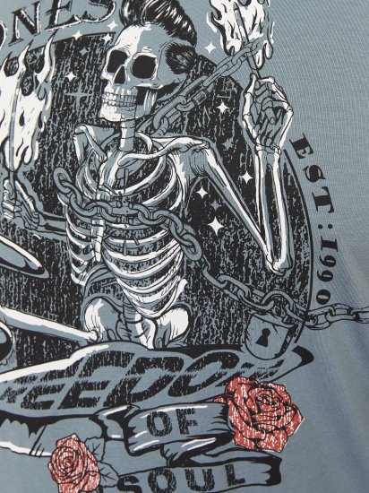 Jack & Jones JJSKULL ROCK T-Shirt Goblin Blue - Μακό μπλουζάκια - Aνδρικά μπλουζεσ μεγάλα μεγέθη