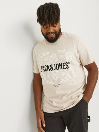 Jack & Jones JJPAISLEY T-Shirt Moonbeam - Μακό μπλουζάκια - Aνδρικά μπλουζεσ μεγάλα μεγέθη