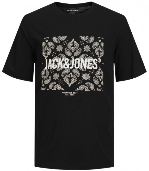 Jack & Jones JJPAISLEY T-Shirt Black - Μακό μπλουζάκια - Aνδρικά μπλουζεσ μεγάλα μεγέθη