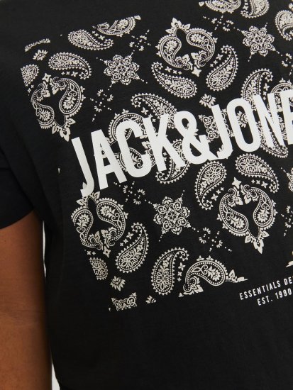 Jack & Jones JJPAISLEY T-Shirt Black - Μακό μπλουζάκια - Aνδρικά μπλουζεσ μεγάλα μεγέθη