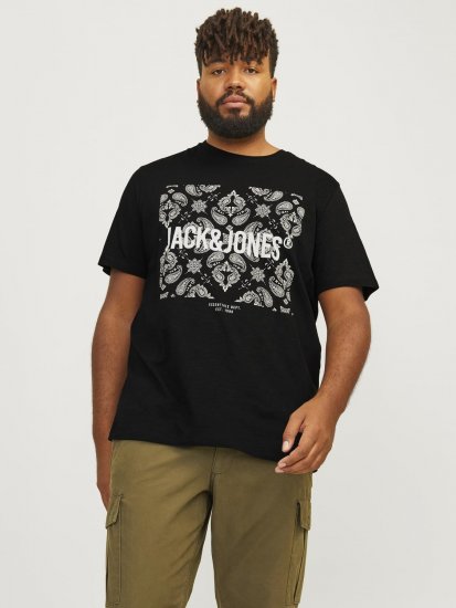Jack & Jones JJPAISLEY T-Shirt Black - Μακό μπλουζάκια - Aνδρικά μπλουζεσ μεγάλα μεγέθη