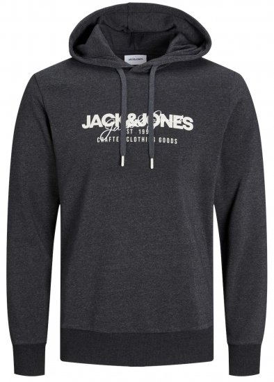 Jack & Jones JJALVIS Hoodie Black - φούτερ/Φούτερ με κουκούλα - φούτερ/Φούτερ με κουκούλα ανδρικά μεγάλα μεγέθη 