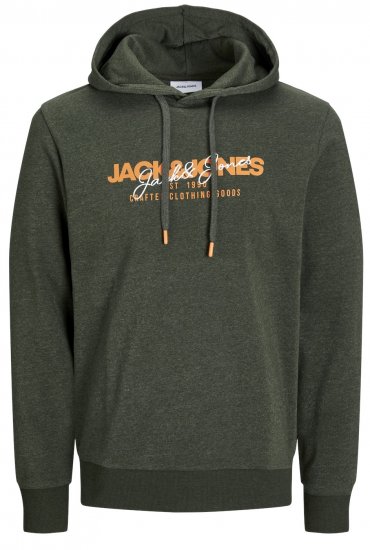 Jack & Jones JJALVIS Hoodie Kombu Green - φούτερ/Φούτερ με κουκούλα - φούτερ/Φούτερ με κουκούλα ανδρικά μεγάλα μεγέθη 