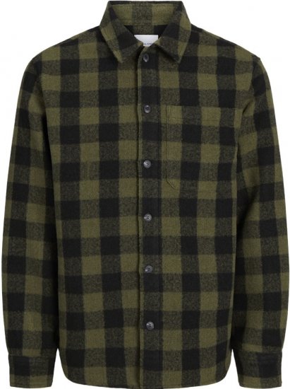 Jack & Jones ZAC Brushed Long Sleeve Overshirt Green - Πουκάμισα - Aνδρικά πουκαμισα μεγαλα μεγάλα μεγέθη