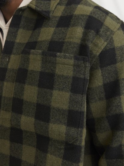Jack & Jones ZAC Brushed Long Sleeve Overshirt Green - Πουκάμισα - Aνδρικά πουκαμισα μεγαλα μεγάλα μεγέθη