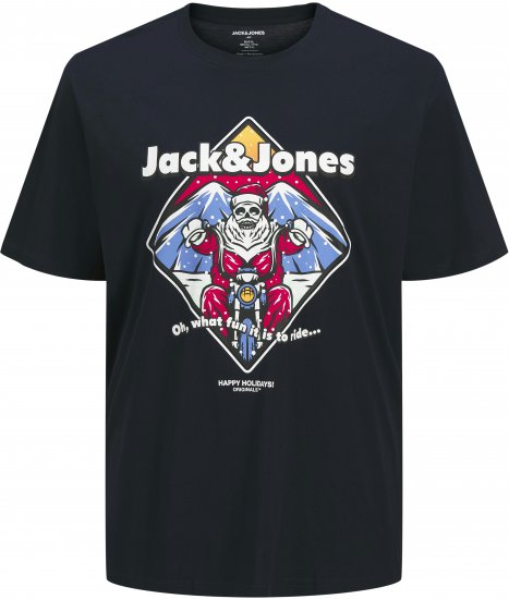 Jack & Jones XMAS Christmas Skull T-Shirt Navy - Μακό μπλουζάκια - Aνδρικά μπλουζεσ μεγάλα μεγέθη