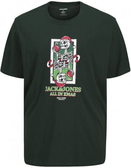 Jack & Jones XMAS Christmas Skull T-Shirt Dark Slate Grey - Μακό μπλουζάκια - Aνδρικά μπλουζεσ μεγάλα μεγέθη