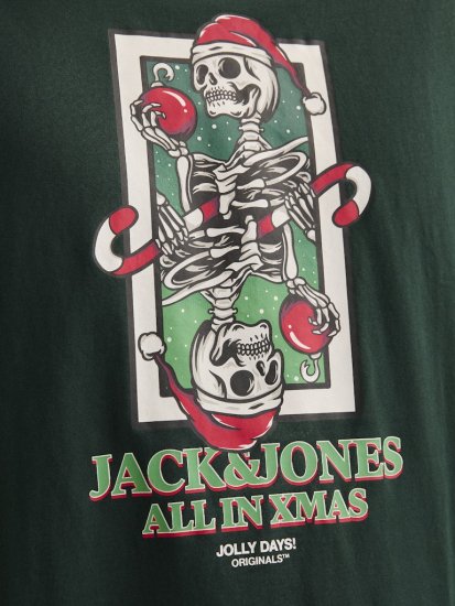 Jack & Jones XMAS Christmas Skull T-Shirt Dark Slate Grey - Μακό μπλουζάκια - Aνδρικά μπλουζεσ μεγάλα μεγέθη