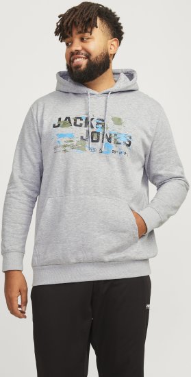 Jack & Jones JCOOUTDOOR Hoodie Light Grey - φούτερ/Φούτερ με κουκούλα - φούτερ/Φούτερ με κουκούλα ανδρικά μεγάλα μεγέθη 