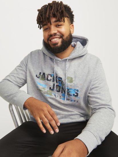 Jack & Jones JCOOUTDOOR Hoodie Light Grey - φούτερ/Φούτερ με κουκούλα - φούτερ/Φούτερ με κουκούλα ανδρικά μεγάλα μεγέθη 