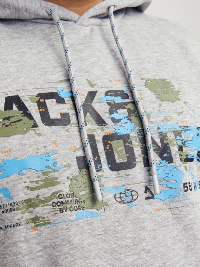 Jack & Jones JCOOUTDOOR Hoodie Light Grey - φούτερ/Φούτερ με κουκούλα - φούτερ/Φούτερ με κουκούλα ανδρικά μεγάλα μεγέθη 