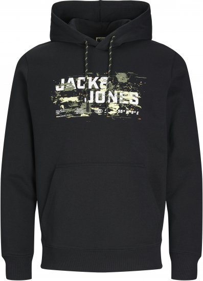Jack & Jones JCOOUTDOOR Hoodie Black - φούτερ/Φούτερ με κουκούλα - φούτερ/Φούτερ με κουκούλα ανδρικά μεγάλα μεγέθη 